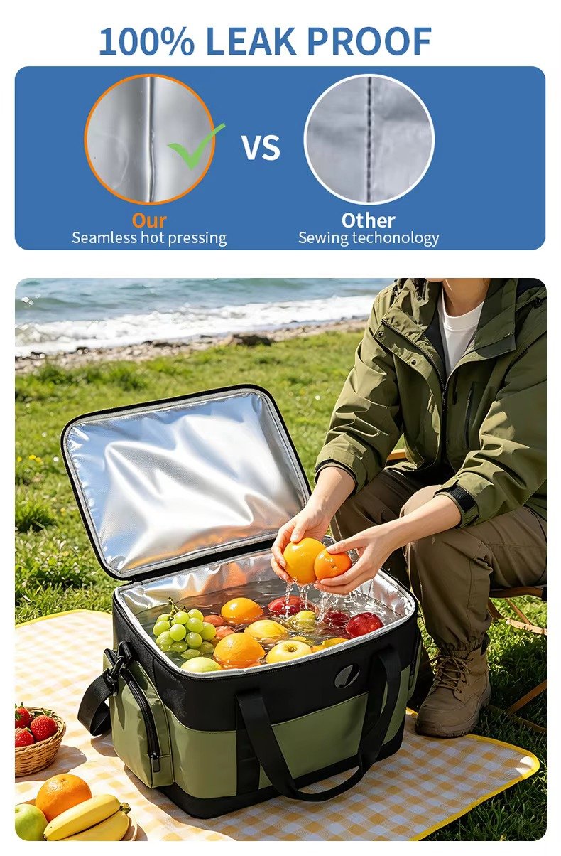 Custom Waterproof Touch-Temp Insulated Cooler Bag Large Capacity Portable Lunch Box Leakproof Outdoor Picnic Camping Thermal Bag product detail