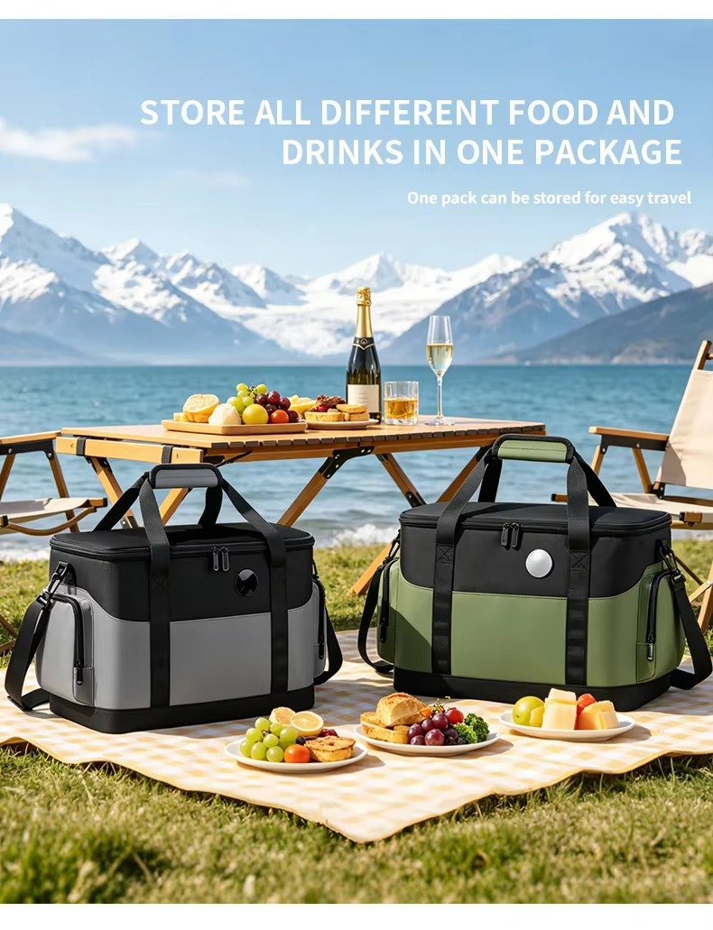 Custom Waterproof Touch-Temp Insulated Cooler Bag Large Capacity Portable Lunch Box Leakproof Outdoor Picnic Camping Thermal Bag product detail
