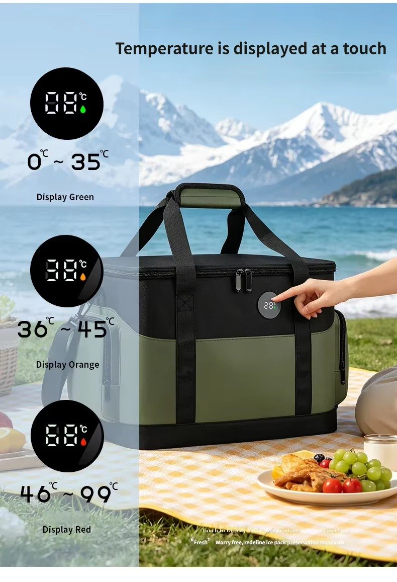 Custom Waterproof Touch-Temp Insulated Cooler Bag Large Capacity Portable Lunch Box Leakproof Outdoor Picnic Camping Thermal Bag product detail