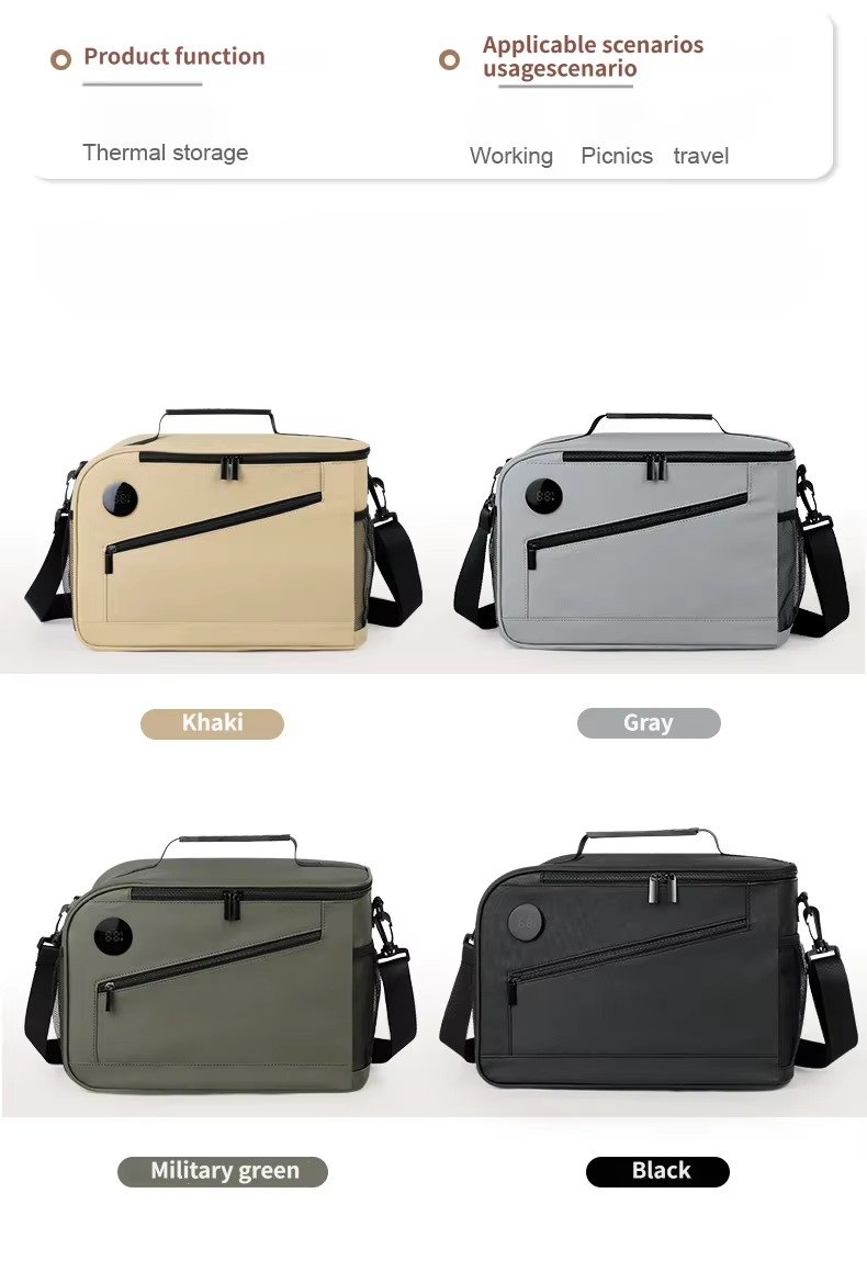 New Custom Smart Temperature Display Thermal Insulated Cooler Bag Waterproof Foldable Large Capacity Camping Picnic Lunch Bag product detail