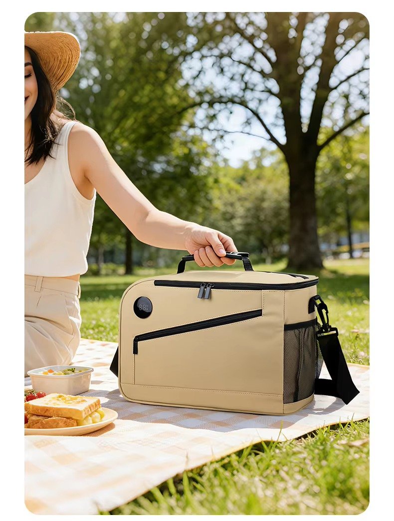 New Custom Smart Temperature Display Thermal Insulated Cooler Bag Waterproof Foldable Large Capacity Camping Picnic Lunch Bag product detail