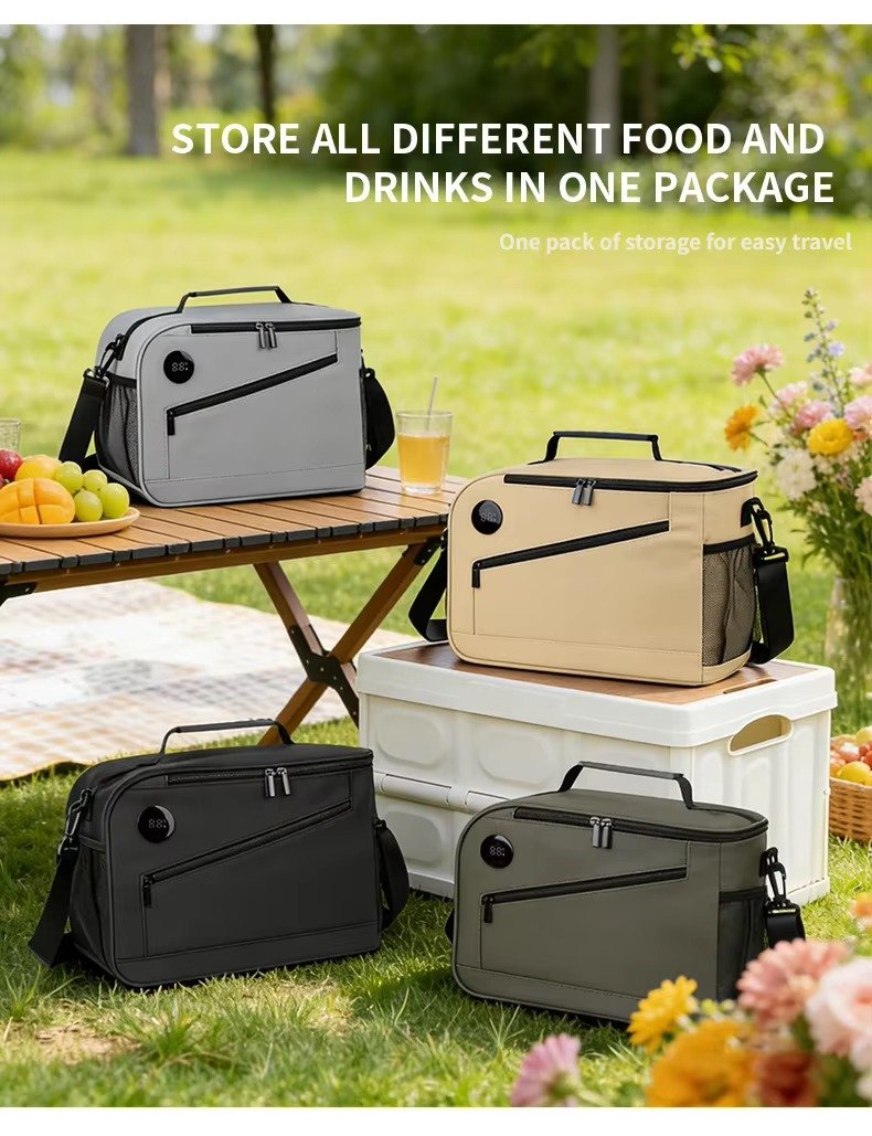 New Custom Smart Temperature Display Thermal Insulated Cooler Bag Waterproof Foldable Large Capacity Camping Picnic Lunch Bag product detail