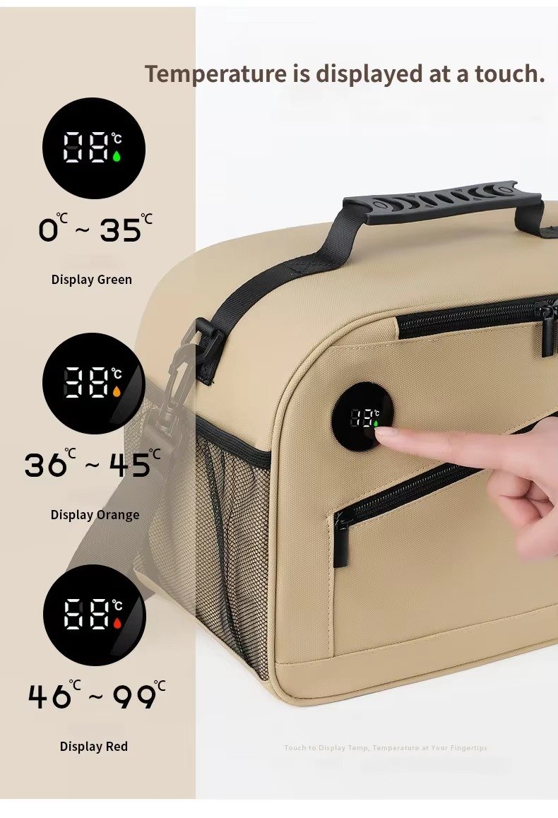 New Custom Smart Temperature Display Thermal Insulated Cooler Bag Waterproof Foldable Large Capacity Camping Picnic Lunch Bag product detail