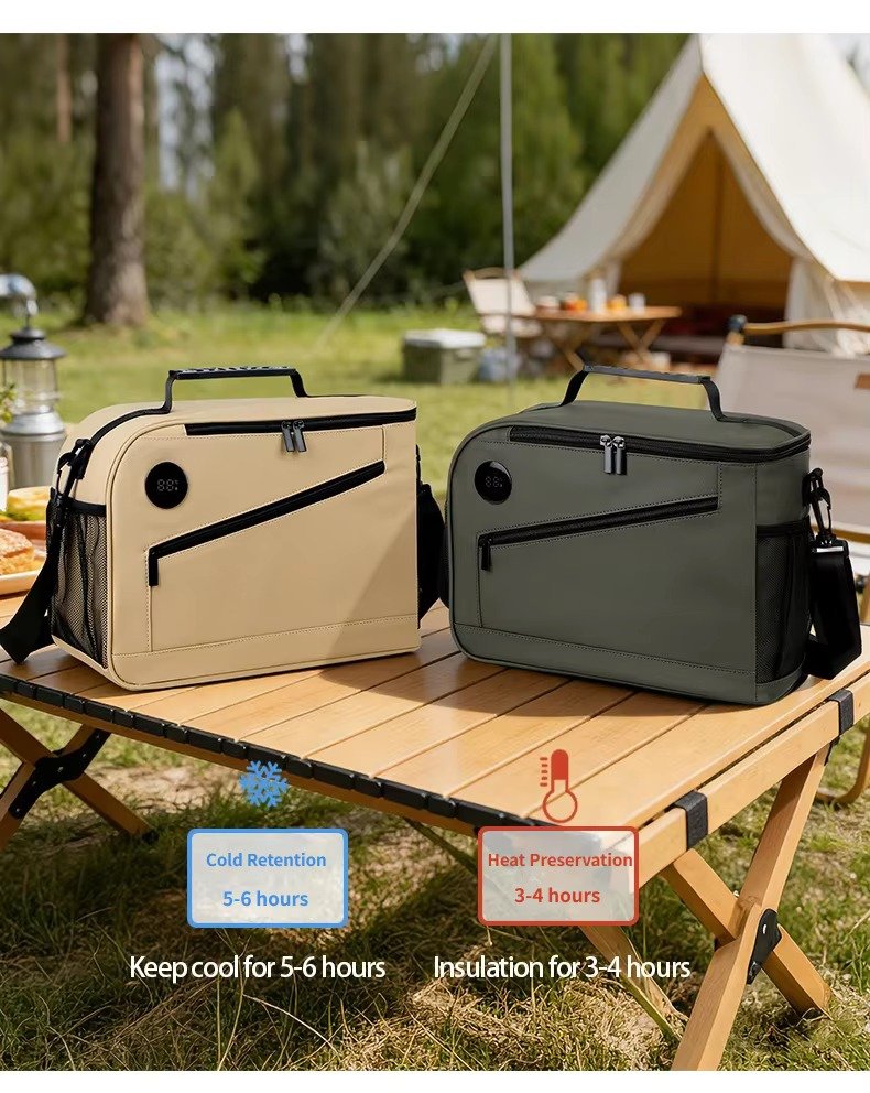New Custom Smart Temperature Display Thermal Insulated Cooler Bag Waterproof Foldable Large Capacity Camping Picnic Lunch Bag product detail