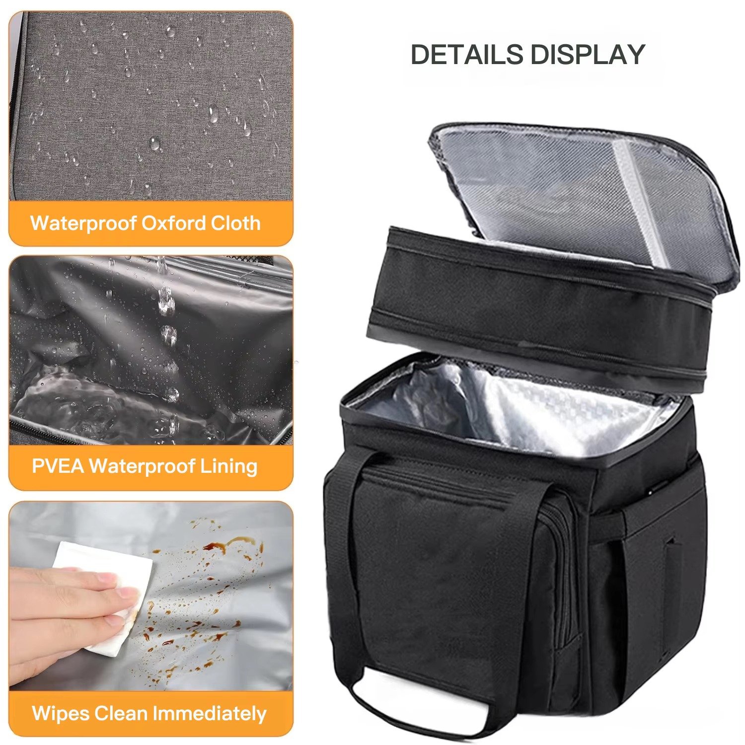 Dual-Layer Insulated Lunch Bag with Front Zip Pocket product detail