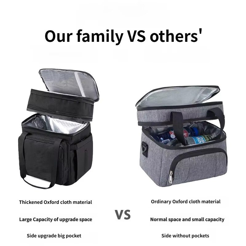 Dual-Layer Insulated Lunch Bag with Front Zip Pocket product detail