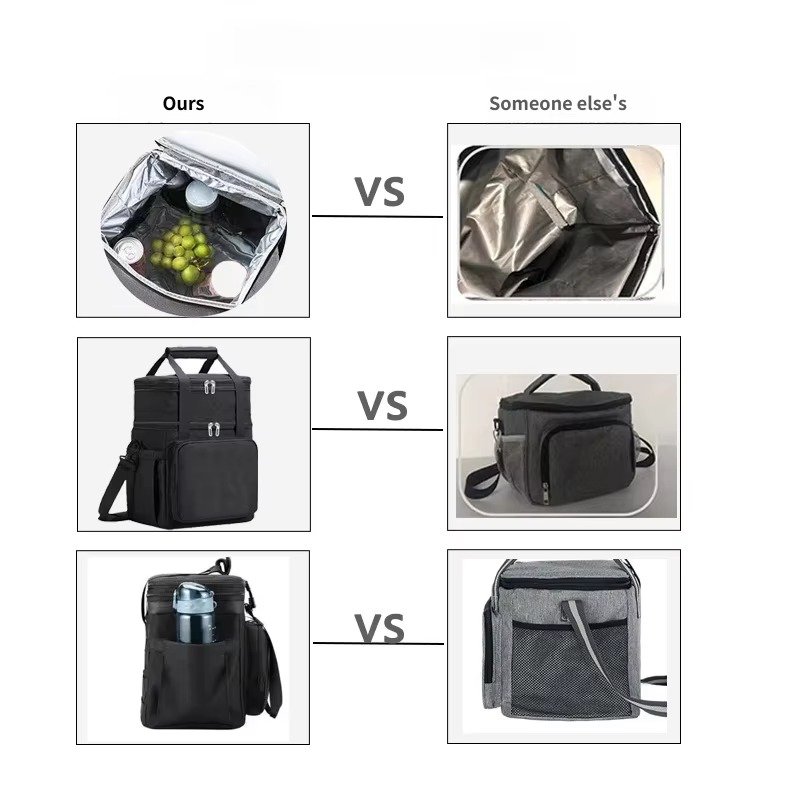 Dual-Layer Insulated Lunch Bag with Front Zip Pocket product detail
