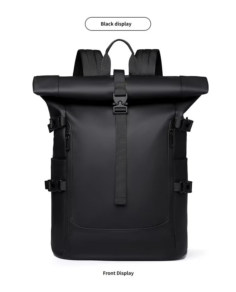 Splash-Proof Roll Top Backpack with 15.6