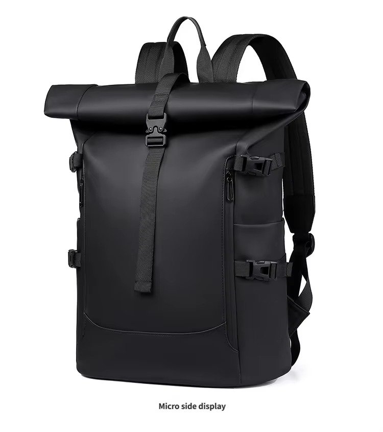 Splash-Proof Roll Top Backpack with 15.6