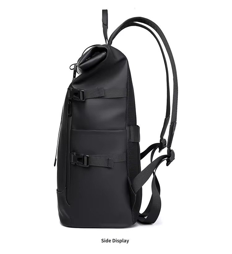 Splash-Proof Roll Top Backpack with 15.6