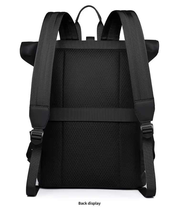Splash-Proof Roll Top Backpack with 15.6