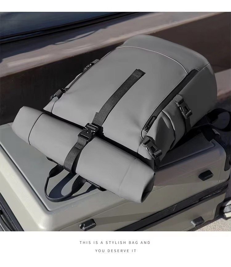 Splash-Proof Roll Top Backpack with 15.6