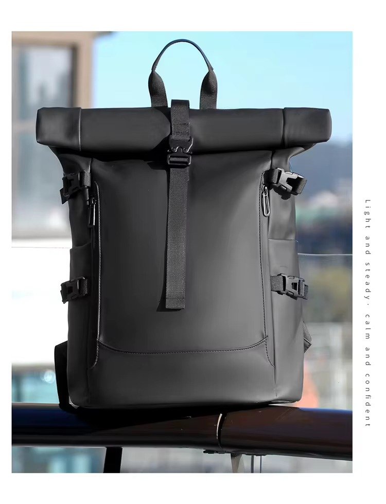 Splash-Proof Roll Top Backpack with 15.6