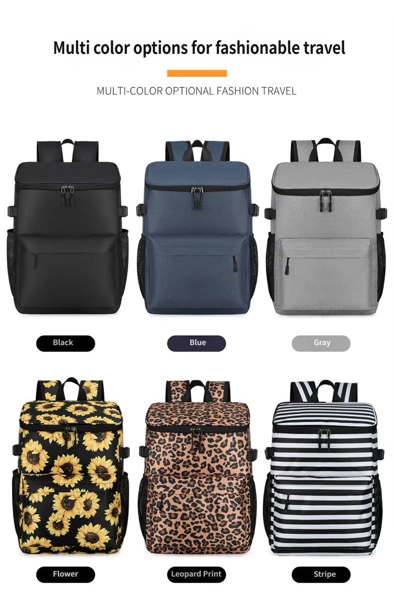 Striped Large-Capacity Insulated Cooler Backpack for Camping Trips product detail