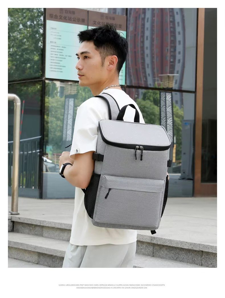 Striped Large-Capacity Insulated Cooler Backpack for Camping Trips product detail