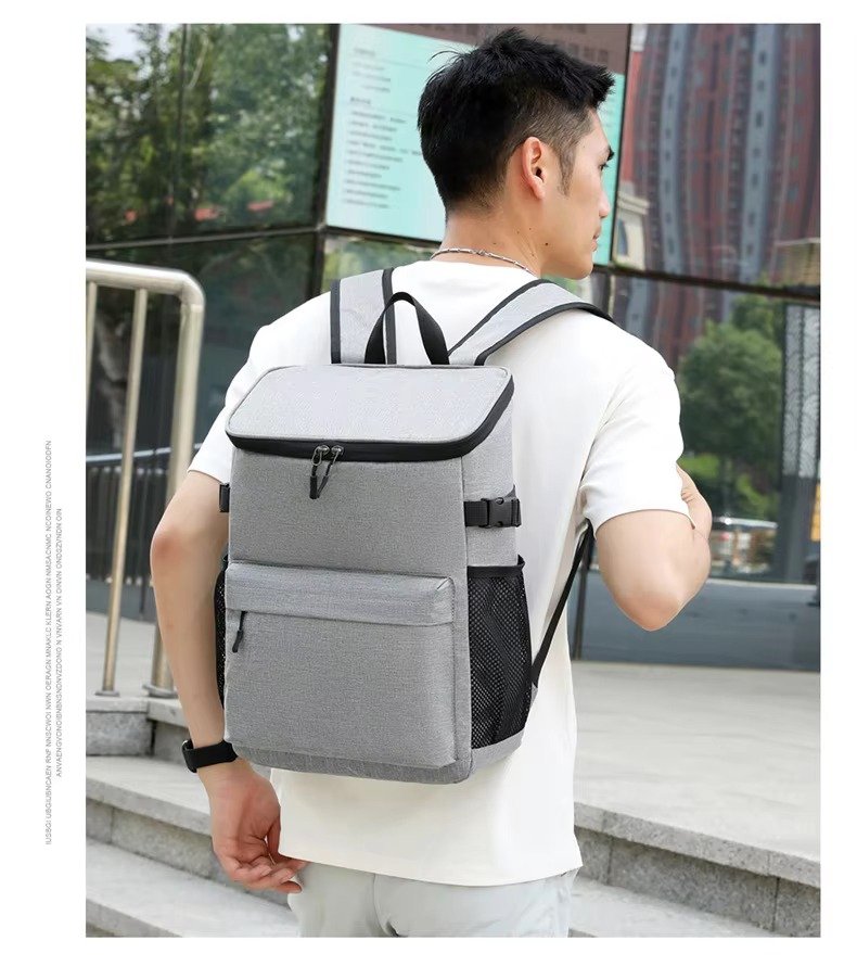 Striped Large-Capacity Insulated Cooler Backpack for Camping Trips product detail