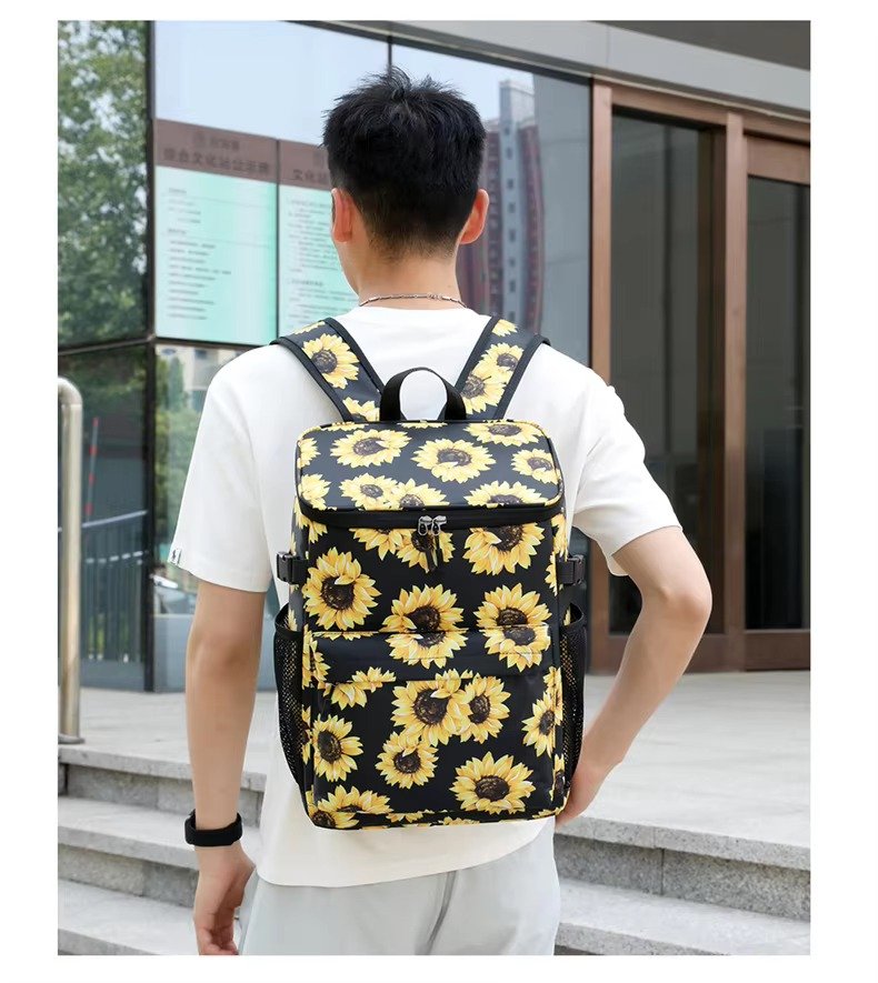 Striped Large-Capacity Insulated Cooler Backpack for Camping Trips product detail