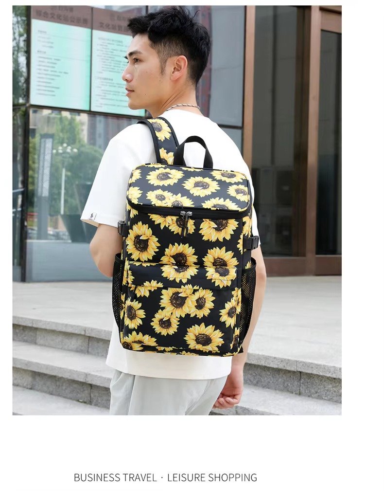 Striped Large-Capacity Insulated Cooler Backpack for Camping Trips product detail