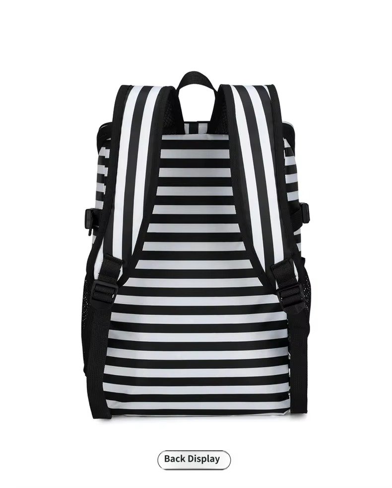 Striped Large-Capacity Insulated Cooler Backpack for Camping Trips product detail