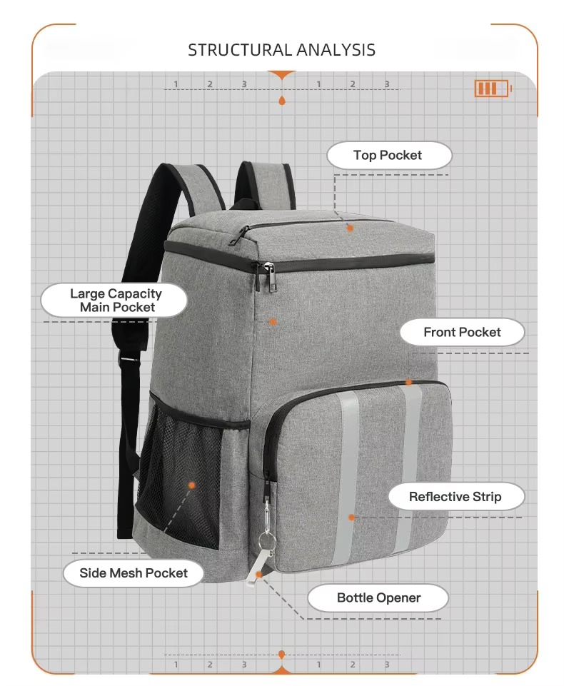 Striped Cooler Backpack with Built-In Bottle Opener product detail