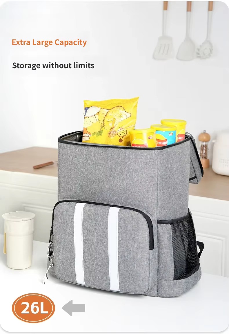 Striped Cooler Backpack with Built-In Bottle Opener product detail