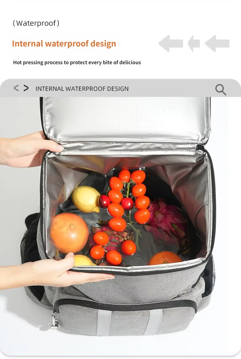 Striped Cooler Backpack with Built-In Bottle Opener product detail
