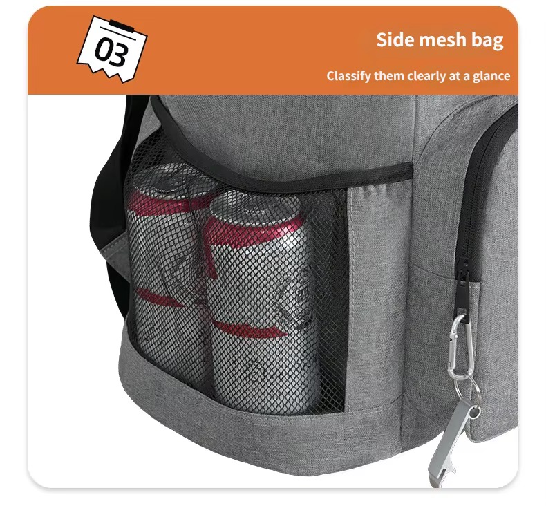 Striped Cooler Backpack with Built-In Bottle Opener product detail