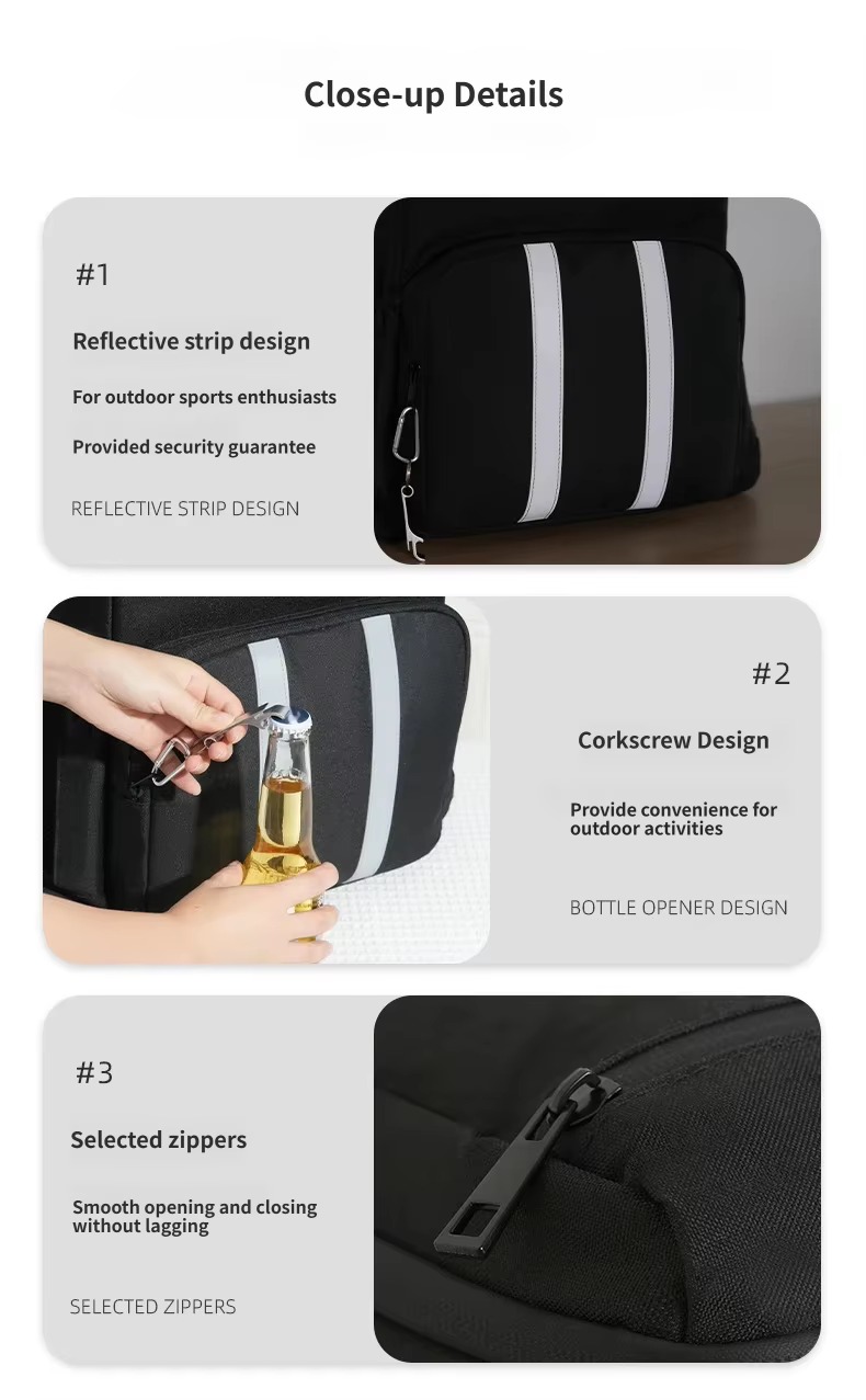 Striped Cooler Backpack with Built-In Bottle Opener product detail