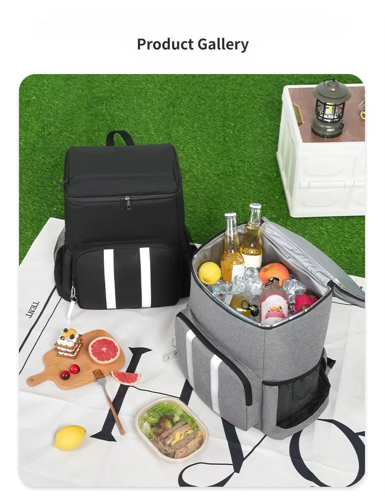 Striped Cooler Backpack with Built-In Bottle Opener product detail