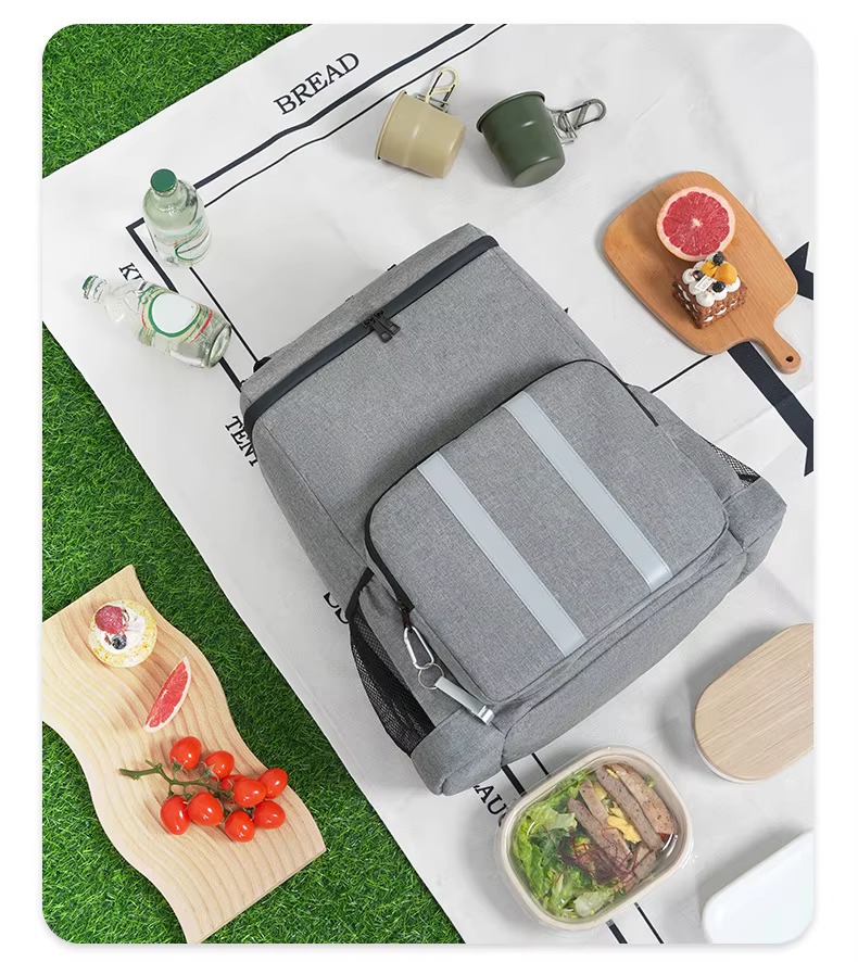 Striped Cooler Backpack with Built-In Bottle Opener product detail