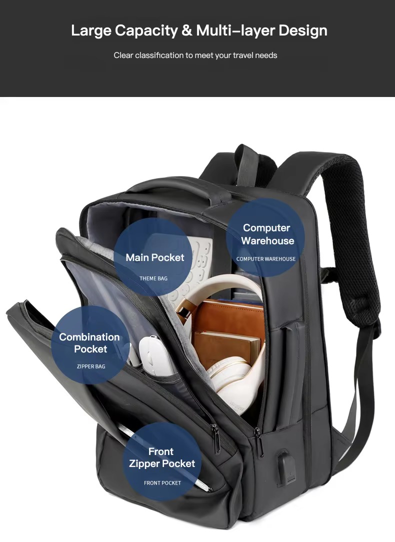 Expandable 15.6 Inch Laptop Backpack with USB Charging Port product detail