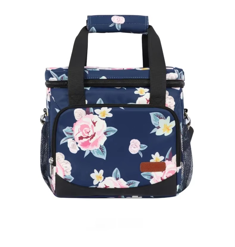 front view of navy rose floral colorway