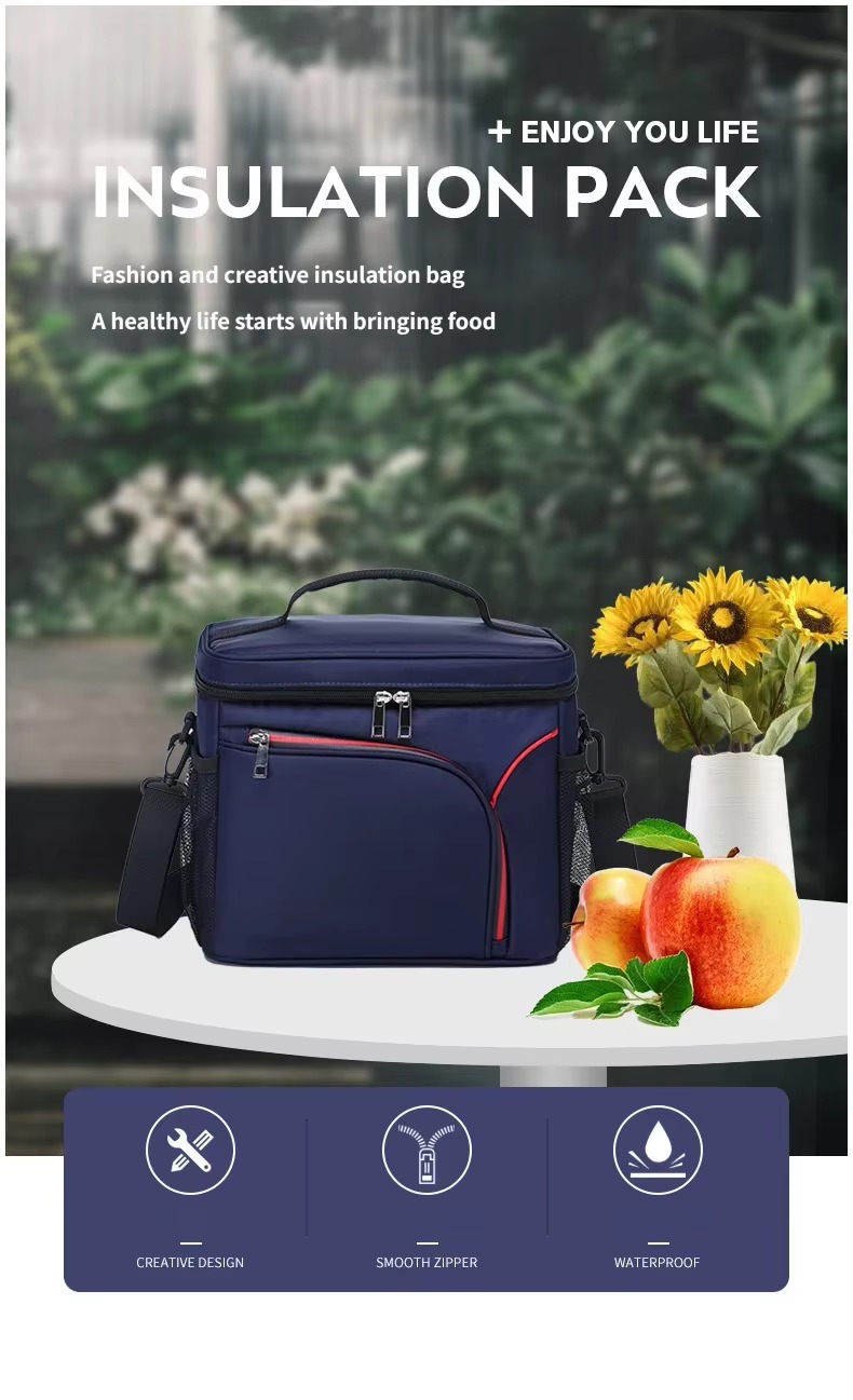 insulation pack banner with bag on outdoor table beside sunflowers