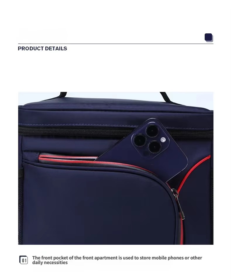 front pocket holding a phone detail