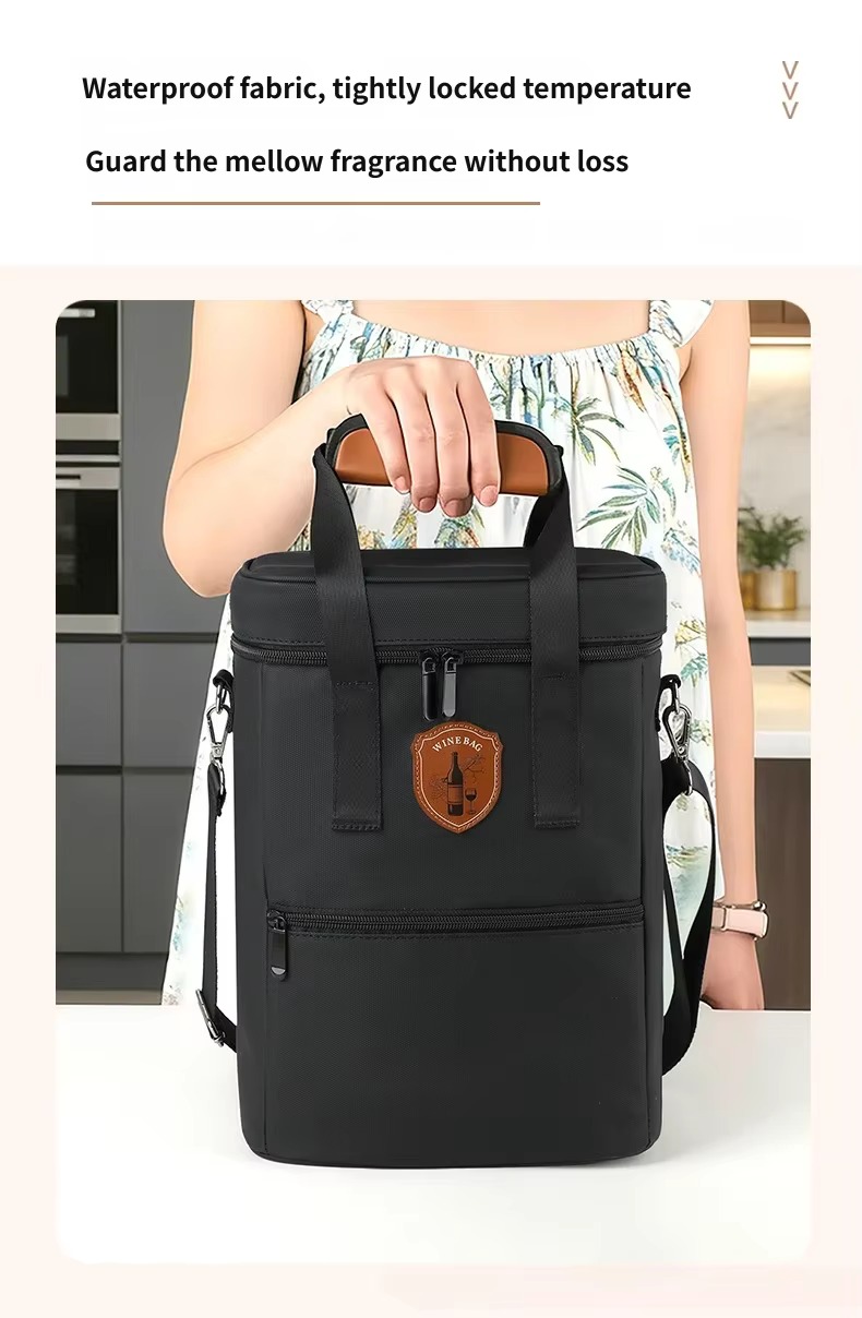 model holding black bag by handle waterproof fabric banner
