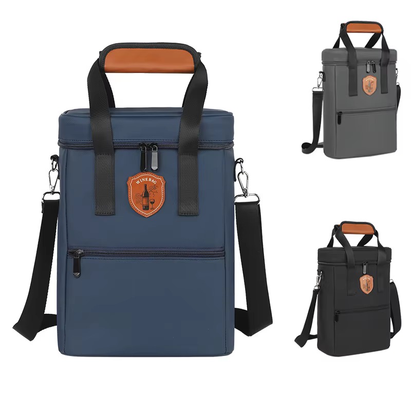 navy gray and black bags shown together with straps extended