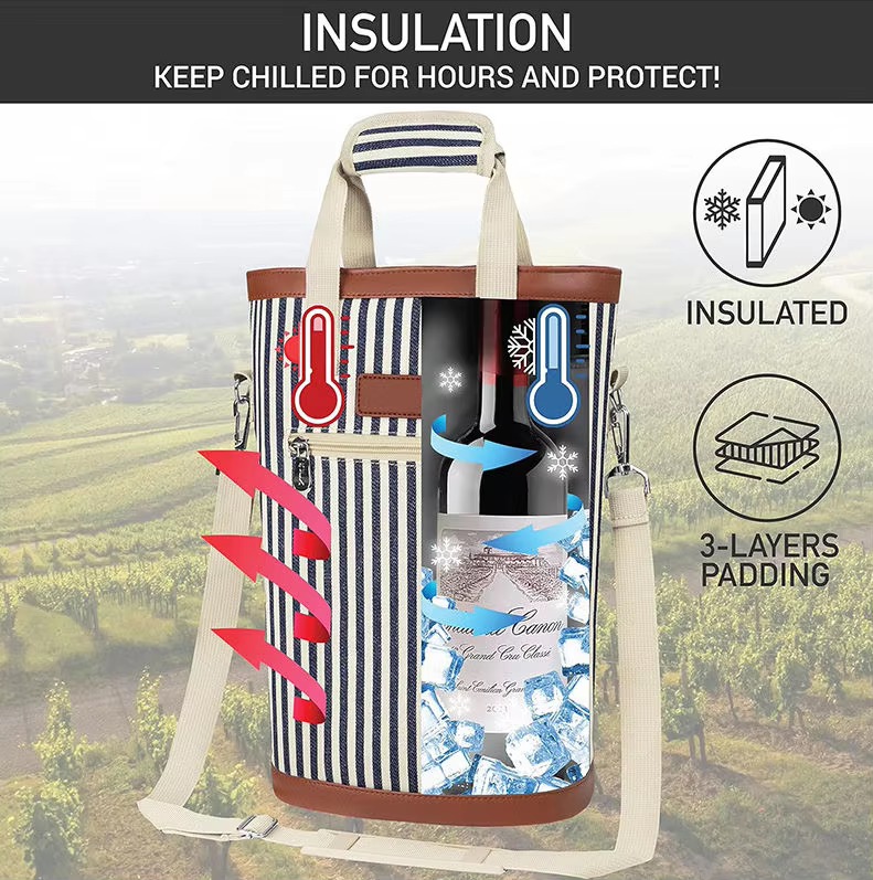 feature callouts for durable zipper, versatile flap divider, front pocket, and padded handle