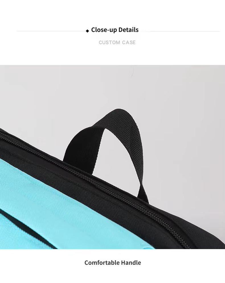 flat display of teal backpack laid down showing straps and pockets