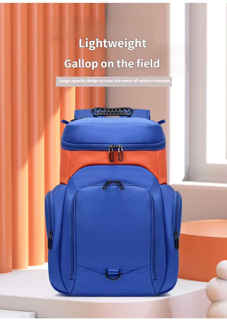 lightweight basketball backpack lifestyle shot against orange curtain background