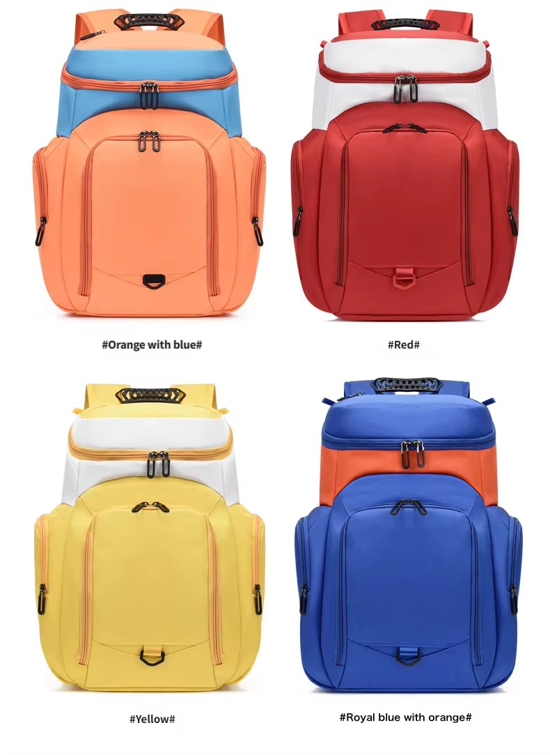 four additional colorway options including orange-blue, red, yellow and royal blue with orange