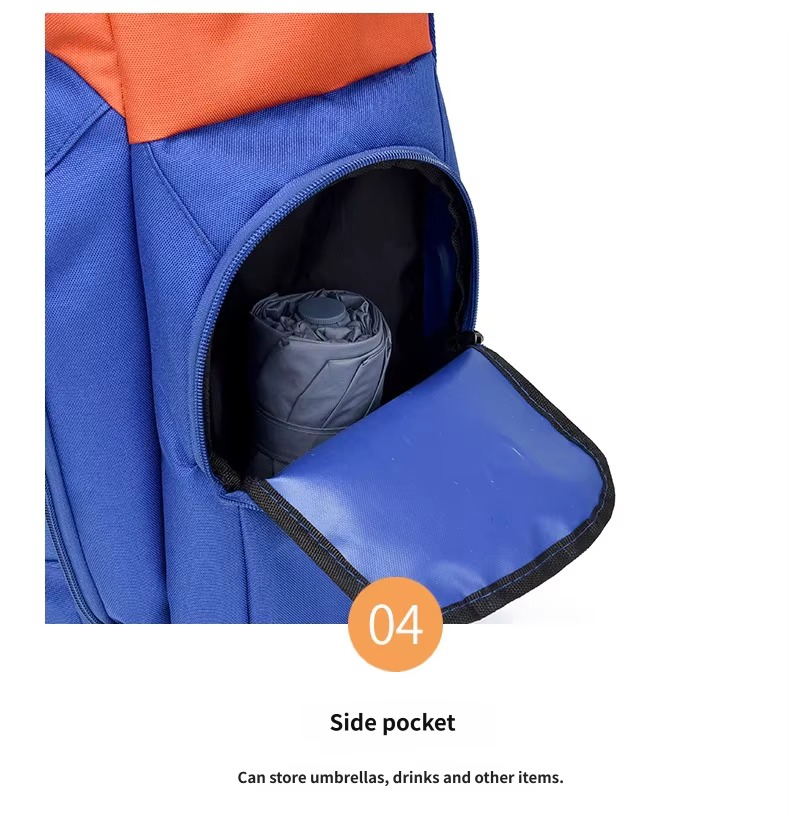 side pocket storing a folded umbrella