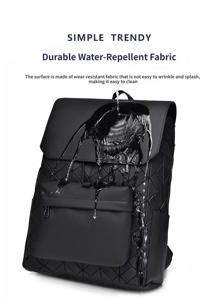 durable water-repellent fabric demonstration with water poured over the bag