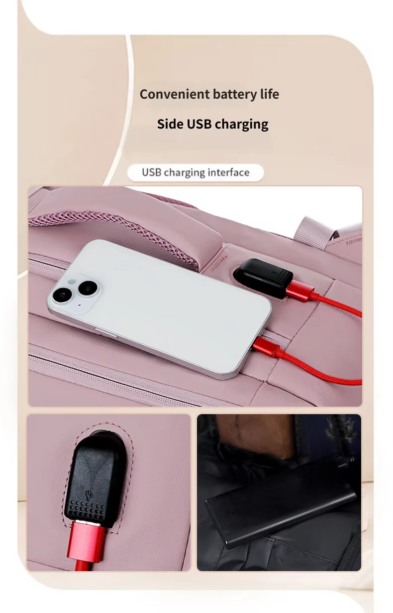 side usb charging port with phone and power bank