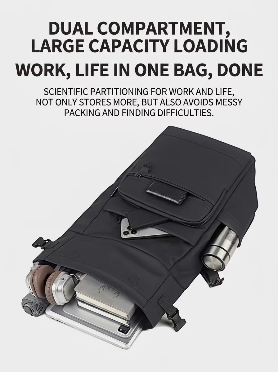 expandable side pocket front zipper pockets and internal organizer pockets