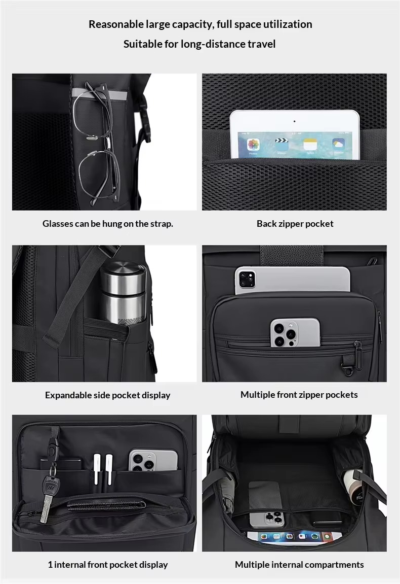 style two interior diagram showing tablet sleeve pockets and key hook
