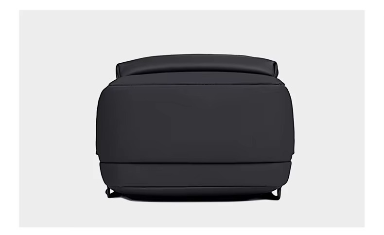 bottom base view of black backpack