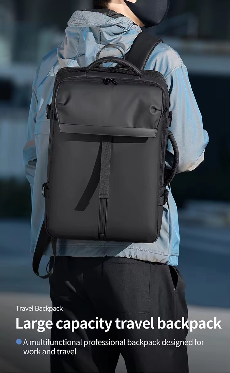 front functional pocket open with phone and pens next to main compartment mesh dividers