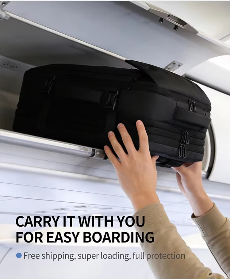 front expansion pocket holding a bicycle helmet