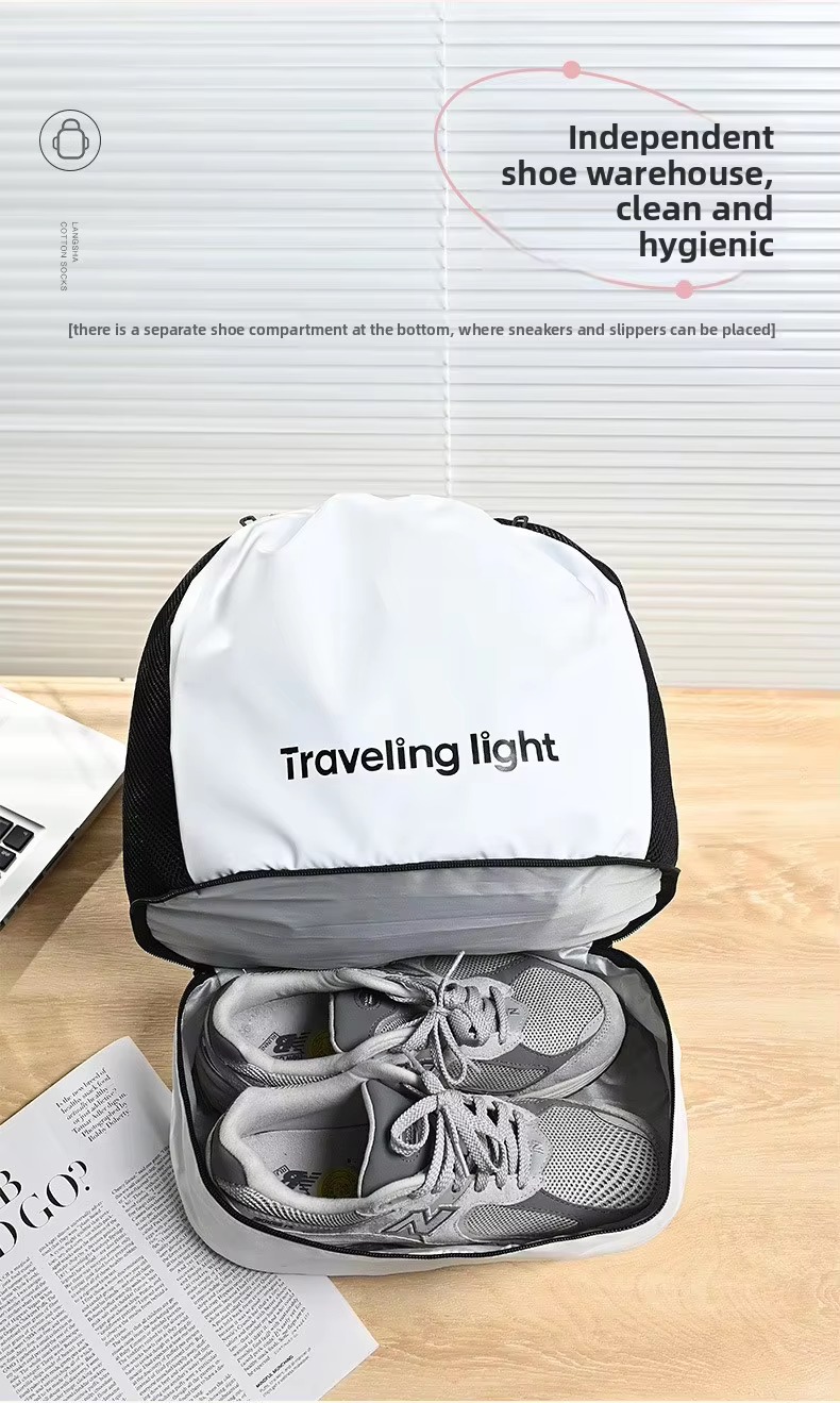 independent shoe compartment open showing sneakers stored separately