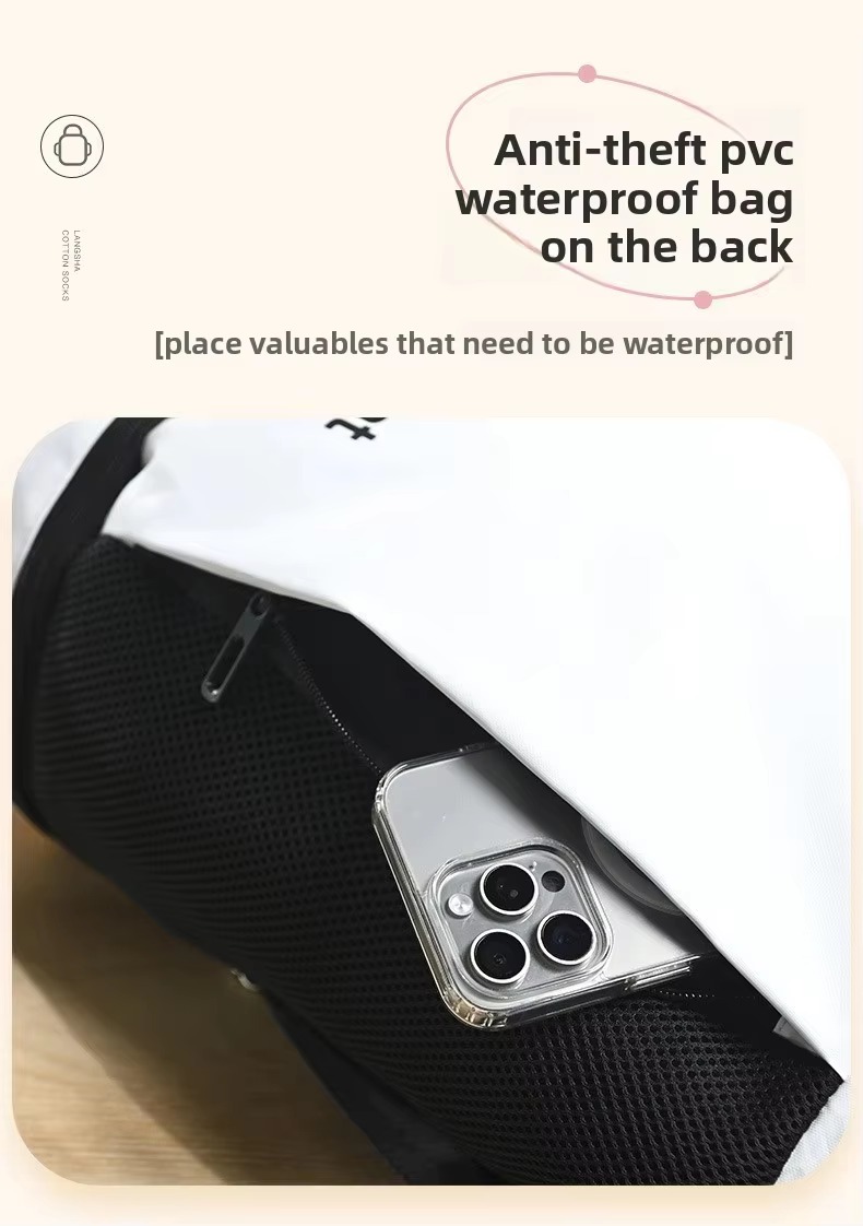 anti-theft PVC back pocket holding a phone